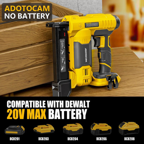 Cordless Brad Nailer For 20V Max Battery Compatible, 2 In 1 Nail Gun With 1000 Nails And 500 Staples, shown with batteries