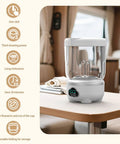 Mini Portable Washing Machine for Socks and Undies 1.6L Cordless USB Rechargeable Battery Operated Compact Laundry Washer on a table.