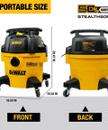 Ultra Quiet 6 Gallon Wet Dry Shop Vacuum With Stealthsonic Noise Reduction, 5 Peak HP Boss Level Suction, front and back view