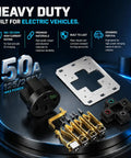 Slick Wall Mount Nema 14-50 Outlet With Surface Mount Box Kit For Smooth Level 2 Ev Charging, 50 Amp Plug And Play 240V Receptacle components display.