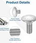 Heavy Duty 20 Pack M8 X 20mm Square Neck Carriage Bolts Crafted From Premium 304 Stainless Steel for job site use details