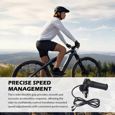 Full Twist Ebike Grip With Two Keys For Speed Control Universal Rubber Throttle Handle For Electric Bikes And Scooters Ergonomic Anti Slip Design Moisture Resistant Seal Reduces Hand Fatigue On Wet Rides And Long Commutes