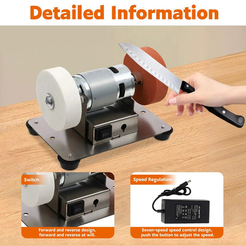 Compact Mini Bench Grinder With An All Brass Brushless Motor And Rock Solid Steel Frame, Heavy Duty Benchtop Belt Sander And Polisher designed for knife sharpening.
