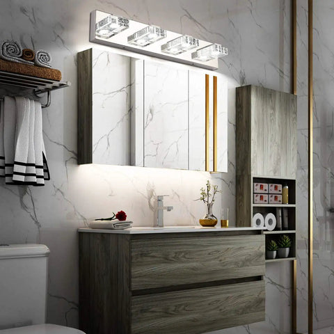 Three Light LED Vanity Light Fixture For Bathroom Dimmable 4500K White Glow 16W Energy Efficient Above Modern Sink