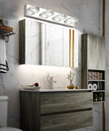 Bathroom with Five Light LED Vanity Light Bar For Bathrooms 31.5 Inch Modern Over Mirror Mount Glass And Stainless Steel Long Light