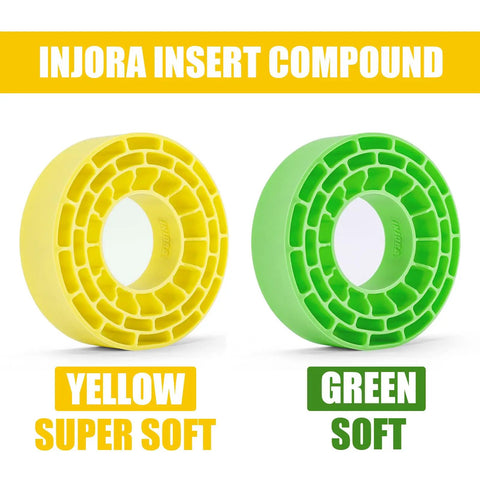 Silicone Rubber Inserts For 62-64mm Outer Diameter By 22-24mm Width In 1.0 Inch Yellow RC Crawler Tire Inserts, yellow and green.