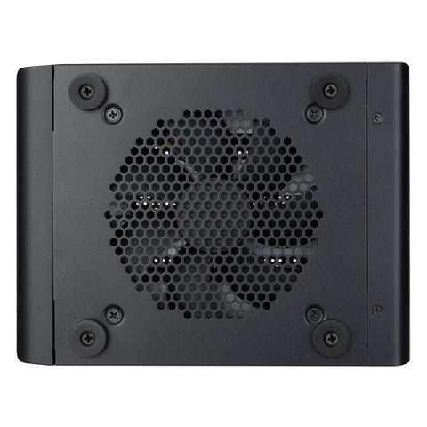 Kickass Four Bay External Hard Drive Enclosure For 3.5 And 2.5 Inch Sata Ssd Hdd with ventilation holes and screws visible.