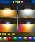 Six Pack Solar Fence Lights Waterproof LED Wall Mount for Deck Patio Railing Stairs with 1500mAh Battery RGB Warm Cool White