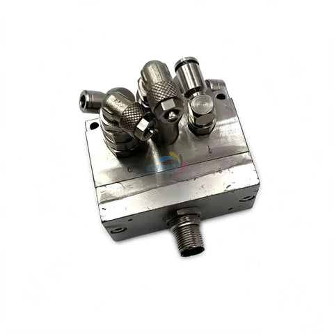 P7281712 Air Solenoid Valve Original Used Condition Drop In Ready For Printing Equipment Spare Parts Ideal For Quick Install On Printing Machines Replacement Part With Trusted Quality. Used metal valve block for KBA printing machine