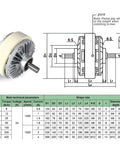 Magnetic Particle Clutch And Powder Brake Kit For Textile Machines, DC 24V Winding, technical diagram and specifications table