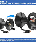 Beefy Heavy Duty Pressure Washer Hose Reel For Outdoor Use, shiny black steel, 100 Ft By 3/8 Inch And 130 Ft By 1/4 Inch dual reel
