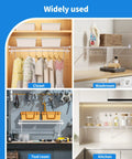 Six Pack White Wire Shelf Brackets For Twelve Inch Closets With Heavy Duty Anchors Screws And Clips used in closets, washrooms, tool rooms, and kitchens.