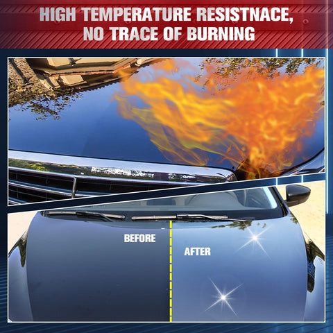 Car hood showing high temperature resistance with Nano Car Spray 2 Pack For Scratch Repair And Car Wax, Quick Scratch Remover And Fix