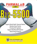 Vitamin B12 5500 Mcg With Iron Pigeon Supplement packaging with two illustrated pigeons and product details