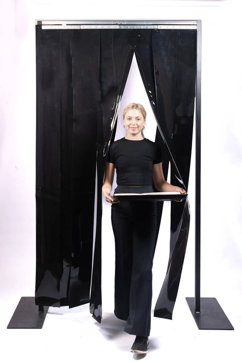 Open Door Strip Curtain Kit For 36 Inch Wide By 78 Inch High Openings, Clear PVC Strips 6 Inch Wide, 0.06 Inch Thick, 66 Percent Overlap, Universal Hanger, Pre Punched, Ready To Hang, NSF USDA Approved