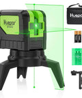 2 Plumb Dots And Cross Line Laser Level With 180 Degree Wide Angle 2 In 1 Green Self Leveling Laser Tool For Quick Plumb Level And Alignment Across Walls And Ceilings Perfect For Cabinets And Installations 9211G shown with stand, batteries, and case