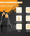 Built Like A Tank 12 Volt Car Start Solenoid Relay Durable two terminal starter switch with copper connectors for strong conductivity.