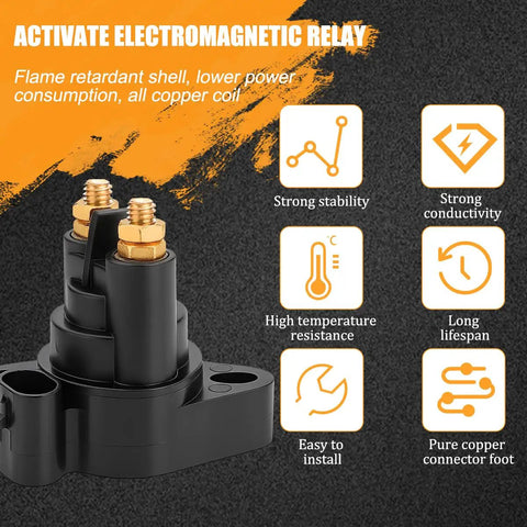 Built Like A Tank 12 Volt Car Start Solenoid Relay Durable two terminal starter switch with copper connectors for strong conductivity.
