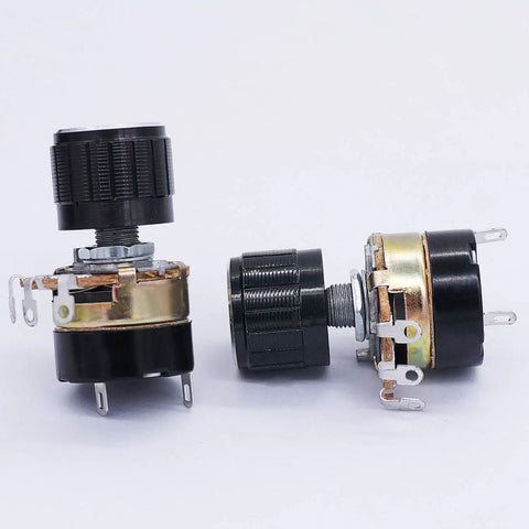 10K Ohm Linear Taper Potentiometer Dimmer Switch With On Off 2 Pack Carbon Potentiometer Kit 6mm Shaft Black Aluminum Knobs