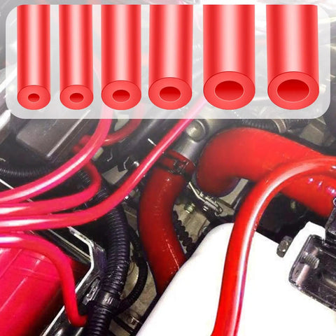 Top Tier Vibrant Red Silicone Vacuum Hose Kit With 6 Sizes 10 Feet Plus 128 Matching Connectors And 24 Spring Clamps For High Pressure Automotive Performance Mods in engine bay