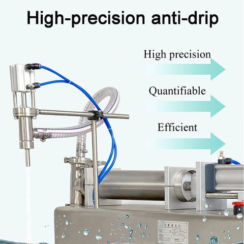Straight Up Automated Pneumatic Liquid Filling Machine With Bulletproof Stainless Steel Build And No Drip Nonsense Nozzle close-up of filling nozzle and machinery features.