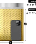 Gold Bubble Mailers 6x10 For Jewelry And Makeup Supplies 50 Pack Metallic Envelopes With Strong Self Adhesive Seal Waterproof Padding