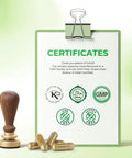 Clipboard with certificates for Size 0 Empty Vegan Capsules Kit for DIY Supplements Clear Plant Based Caps Gluten Free Non GMO Halal