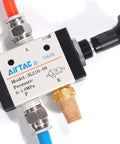 Push Pull Pneumatic Valve with Hand Lever, Three Way Air Control Valve, Direct Acting, 3/8 Inch NPT Ports, Aluminum Alloy Body