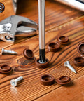 Plastic Hinged Screw Covers With Flip Tops In Brown For Exposed Screws Rust Protection Snap Washer Caps 100 Piece Pack