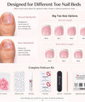 CurvLife Hot Pink Press On Toenails Short Square Glossy Soft Gel Fake Nails With Adhesive Tabs Natural Fit Reusable kit with nail options.