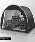 Heavy Duty Outdoor Bike Storage Tent Shed Waterproof Shelter 6.56x4.92x5.58ft with bikes inside, black portable cover
