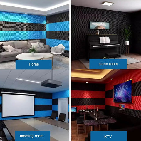 7cm Self-Adhesive Acoustic Foam Panel, High-Density Sound Absorbing Wall Padding, 1 x 50m for Recording Studio, Office & Home Theater, Blue, in home, piano room, meeting room, KTV.