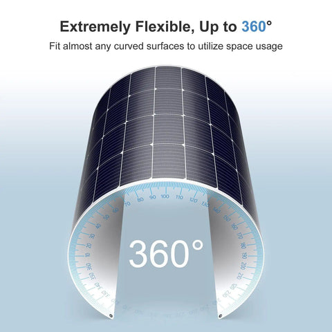 2 Pack 200W Flexible Mono Solar Panel Set With ETFE Coating IP68 Waterproof Lightweight Fiberglass Backed bent 360 degrees