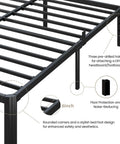 Detailed view of Dead Silent Metal King Size Bed Frame With Attached Headboard showcasing pre-drilled holes and rounded corners.