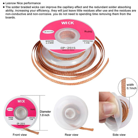 Desoldering wick roll from PS5 USB Port Replacement Kit With 2 USB Connectors, 20 Dust Plugs, ideal for PS5 Pro, Slim, Legacy consoles.
