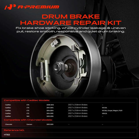 A-Premium Rear Side Drum Brake Hardware Kit For Chevrolet Camaro 2010-2015 Cadillac SRX CTS 2008-2016 on rear drum brake assembly
