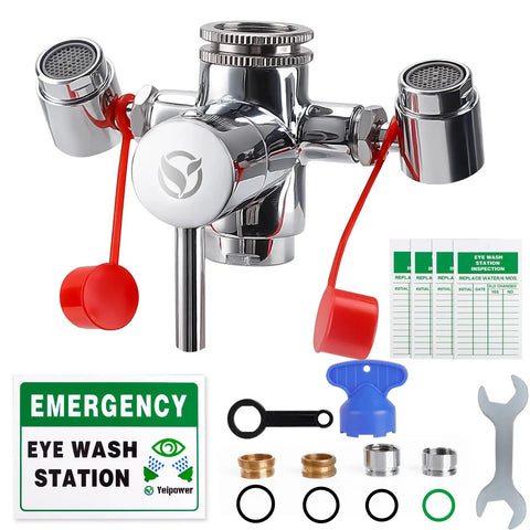 Faucet Mounted Eyewash Station Kit With 360 Degree Rotating Nozzle Emergency Eyewash Attachment For Sinks OSHA Approved