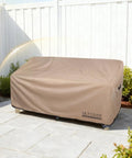 Waterproof Patio Sofa Cover For 60W X 35D X 35H Inch 2-Seater Loveseat Outdoor Furniture, Heavy Duty 600D Polyester With Dual Air Vents, Weatherproof Shield Against Rain Snow Dust And Leaves covering beige loveseat on patio