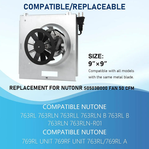 Upgrade Replacement 763RL B Unit And 769RL B Unit For Nutone Bathroom Fans 50 CFM 2.0 Sone Motor Assembly S0503B000