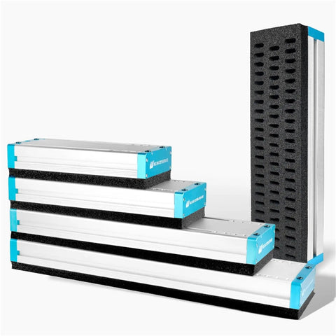 Four components of All In One Integrated Vacuum Gripping System For Robotic Conveyors Pro Grade Pneumatic Parts Kit stacked together.