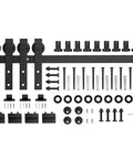 12 Foot Sliding Barn Door Hardware Kit Fits Double Doors Up To 36 Inch Wide Heavy Duty Carbon Steel Track components displayed.