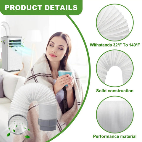 5 Inch Diameter Portable Air Conditioner Exhaust Hose Replacement Extends Up To 58.85 Inches Includes TL2667 Connection Fits PACC100EL PACA140E PACC100 PACA110 PACCT90 And More For Quick Easy Install No Cap.