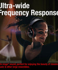 Dancer wearing Semi Open Over Ear Studio Headphones With 50mm Neodymium Drivers Wired For Monitoring Mixing And Music on stage.