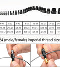 Nut and bolt thread gauge set, 45-piece black metal with white markings; SAE/imperial and metric gauges.