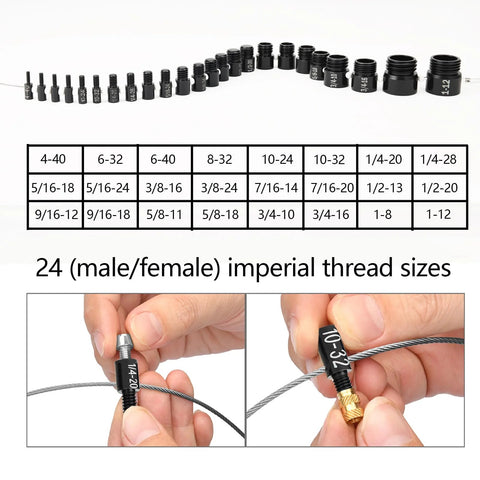 Nut and bolt thread gauge set, 45-piece black metal with white markings; SAE/imperial and metric gauges.