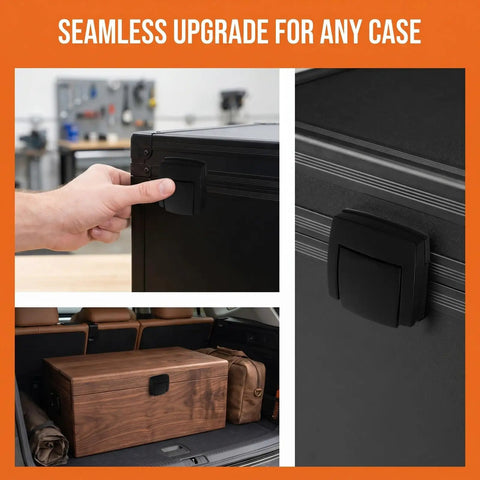 Two Pack Black Alloy Box Latch Sets With Flat Bottom Keyless Toggle Design For Jewelry And Metal Boxes Multi Purpose Quick Access Locks