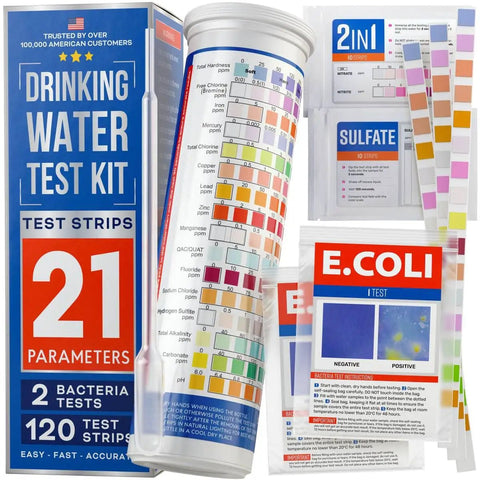 20 In 1 Drinking Water Testing Kit With 120 Strips For Home Tap And Well Water Checks Hardness Lead Iron Copper Chlorine Fluoride