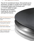 Close-up of Skottle Grill Cooking System Kit 18 Inch Carbon Steel Pan, showing triple-layer composite and heat-resistant coating.