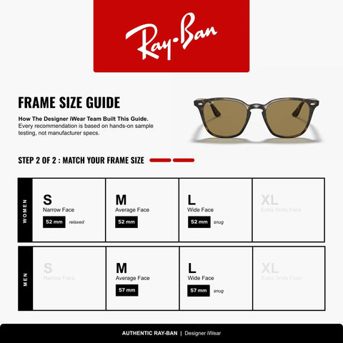 RB4258F Square Sunglasses With Light Havana Frame And Brown B15 Lenses 52mm frame size guide for men and women