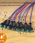 Green LED Indicator Pilot Light Kit For Panels 110VAC 8mm Mounting Hole Flame Retardant Plastic Shell 8 Pieces For Clear Status Signals And Emergency Alerts Easy To Install In Industrial Control Panels For Clear Status Alerts And Quick Diagnostics, IP65 sealed